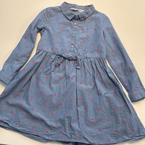 H&M  Girls Bkue dress with hearts size 5/6